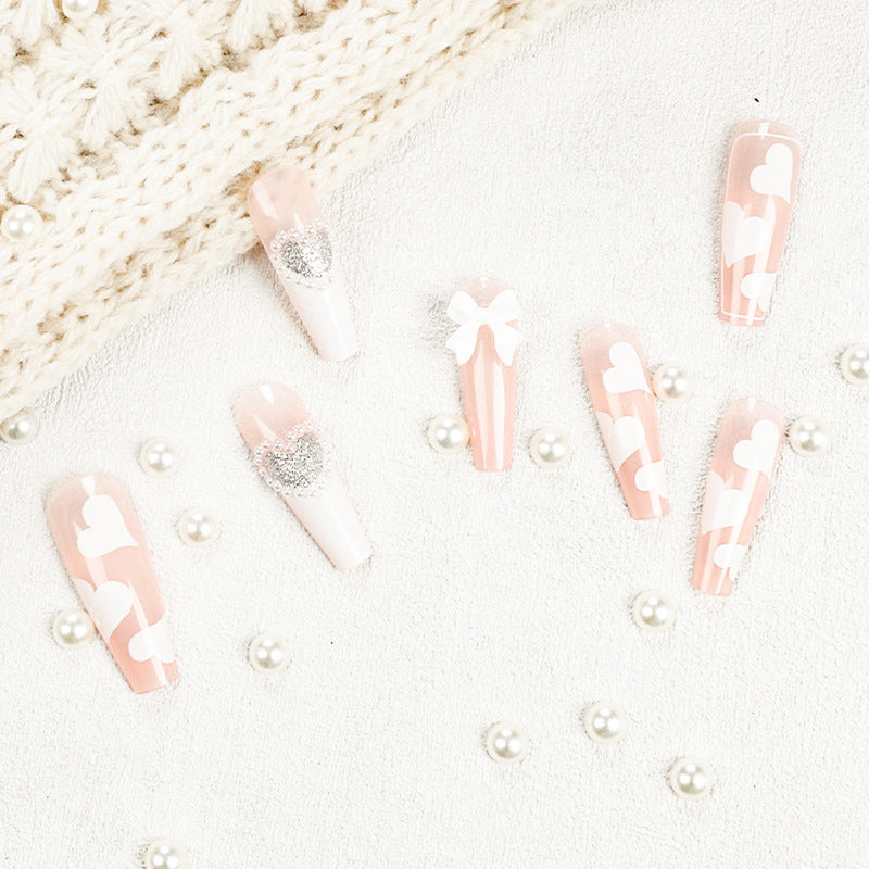Artificial nail extensions with elegant floral design Bowlift