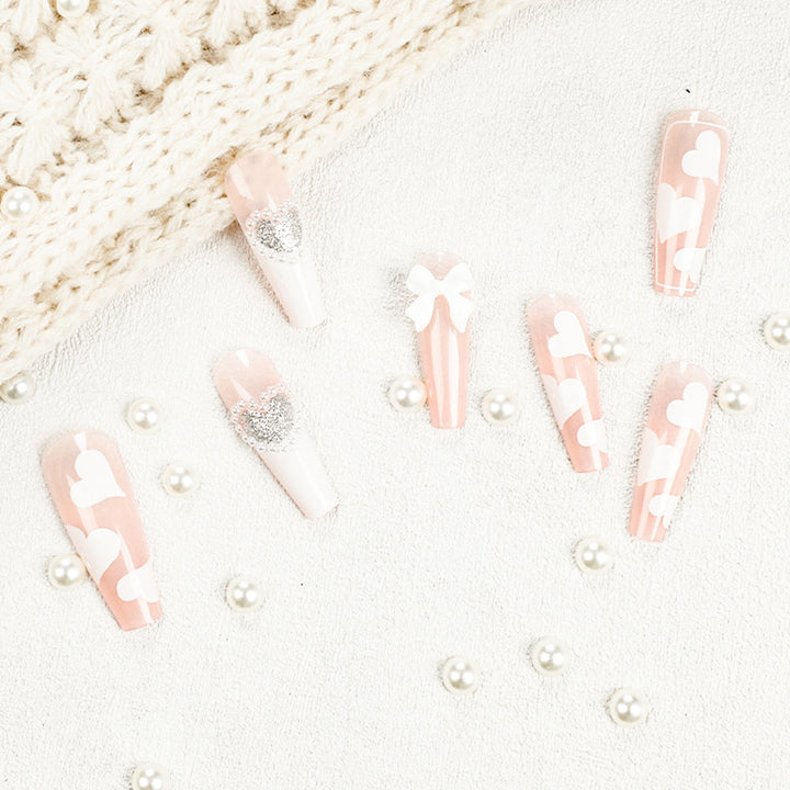 Artificial nail extensions with elegant floral design Bowlift