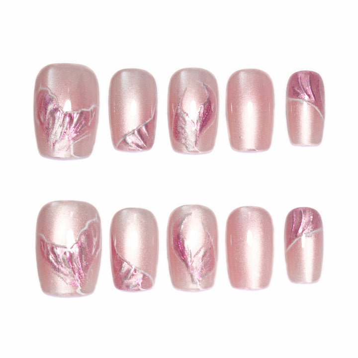 Artistic Artificial Nails with Elegant Floral Pattern Bowlift