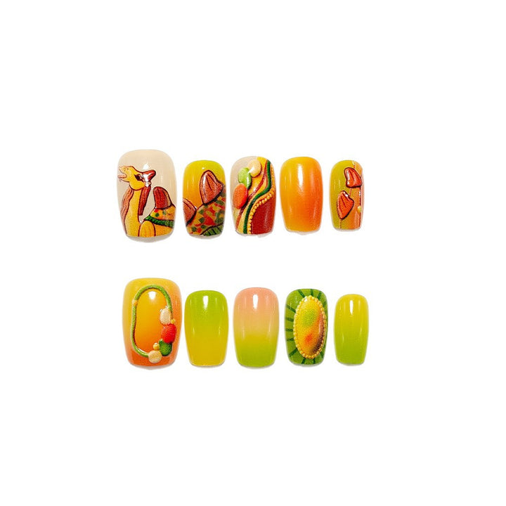 Artificial Nails in Fruity Autumn Design Bowlift
