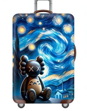 Women's stretchable suitcase cover with rabbit motif, tear-resistant stretch material and openings for handle and wheels Bowlift