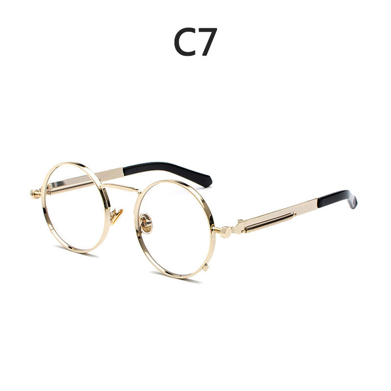 Ladies Round Metal Sunglasses with Mirrored Lenses Bowlift