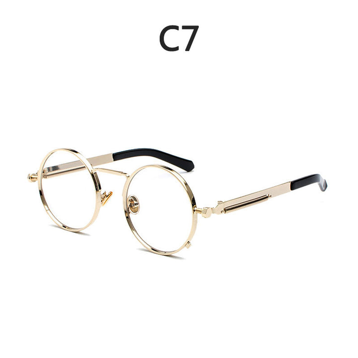 Ladies Round Metal Sunglasses with Mirrored Lenses Bowlift