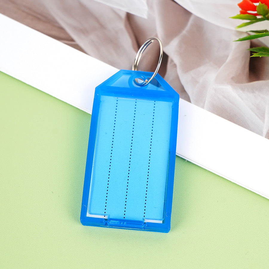 Unisex label tag with transparent sleeve and three writable fields Bowlift
