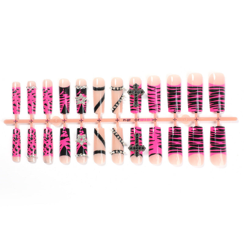Creative nail art set with eye-catching zebra and glitter pattern Bowlift
