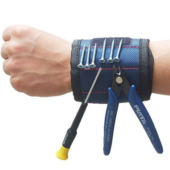 Heavy duty magnetic wrist tool organizer strap with reinforced nylon and secure Velcro Bowlift