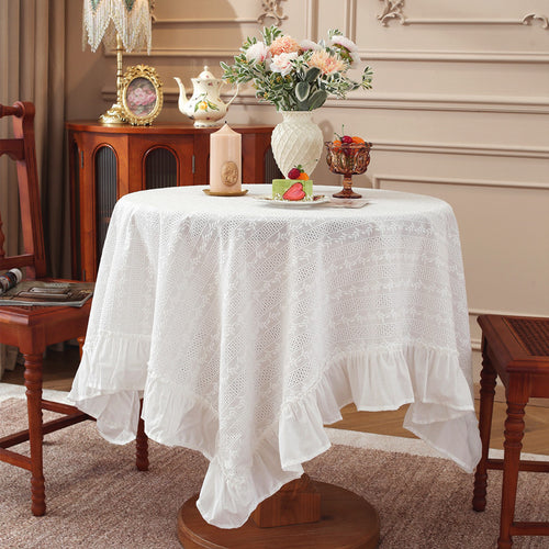 Floral Lace Trim Tablecloth