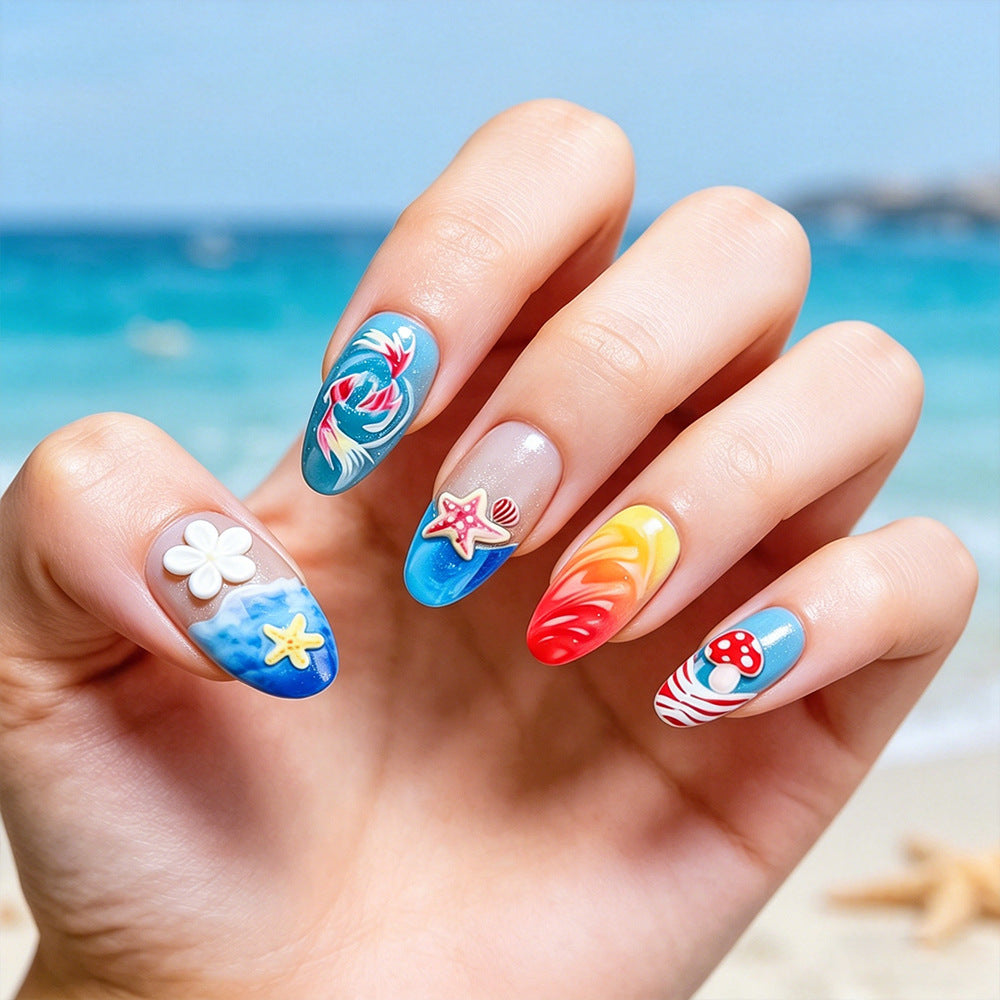 Artistic Marine-Themed Press-On Nails Bowlift