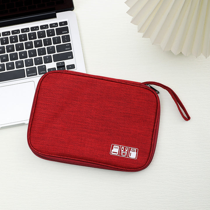 Padded Travel Electronics Organizer Pouch with Elastic Cable Loops & Mesh Pocket Bowlift