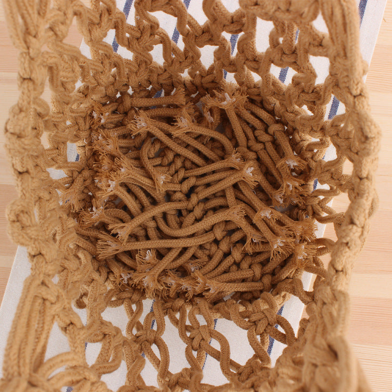 Macrame Tote Bag with Modern Mesh Design Bowlift