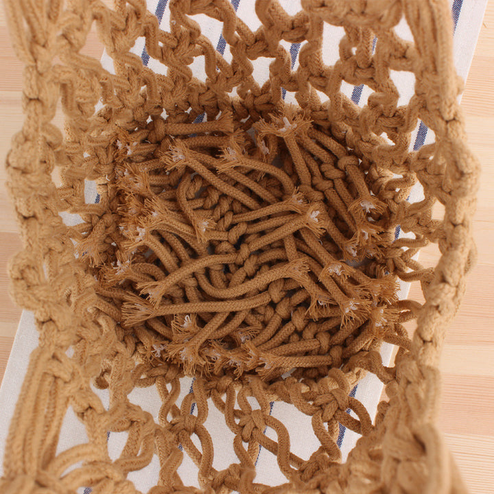 Macrame Tote Bag with Modern Mesh Design Bowlift
