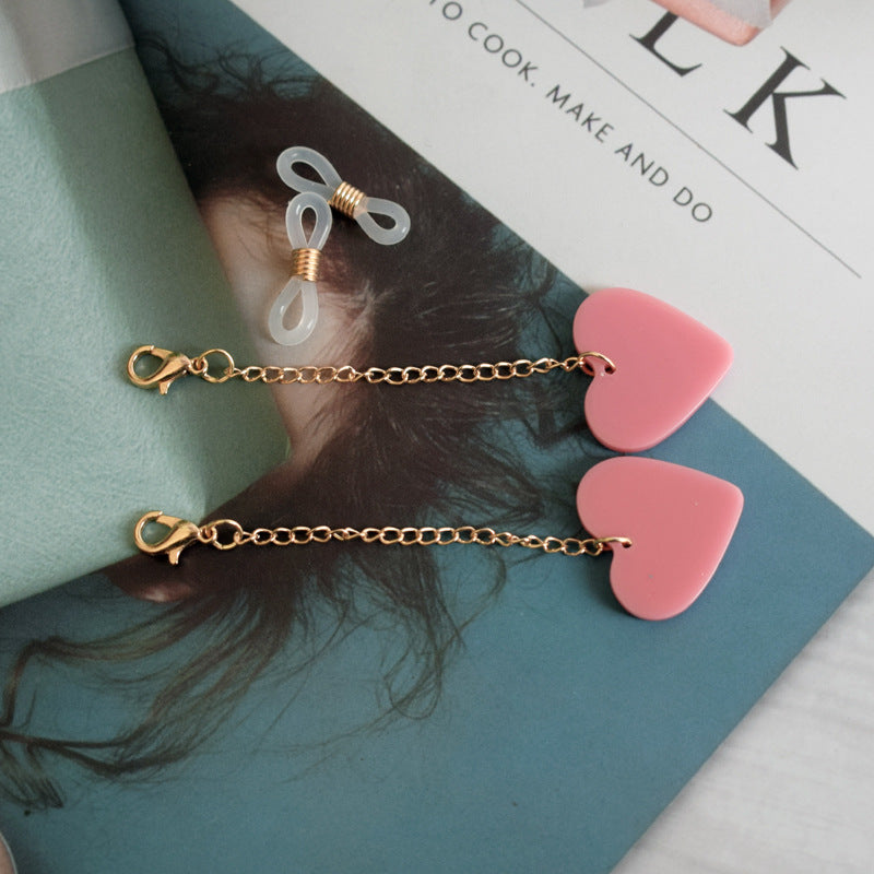 Heart-Shaped Dangle Earrings with Gold Chain Bowlift