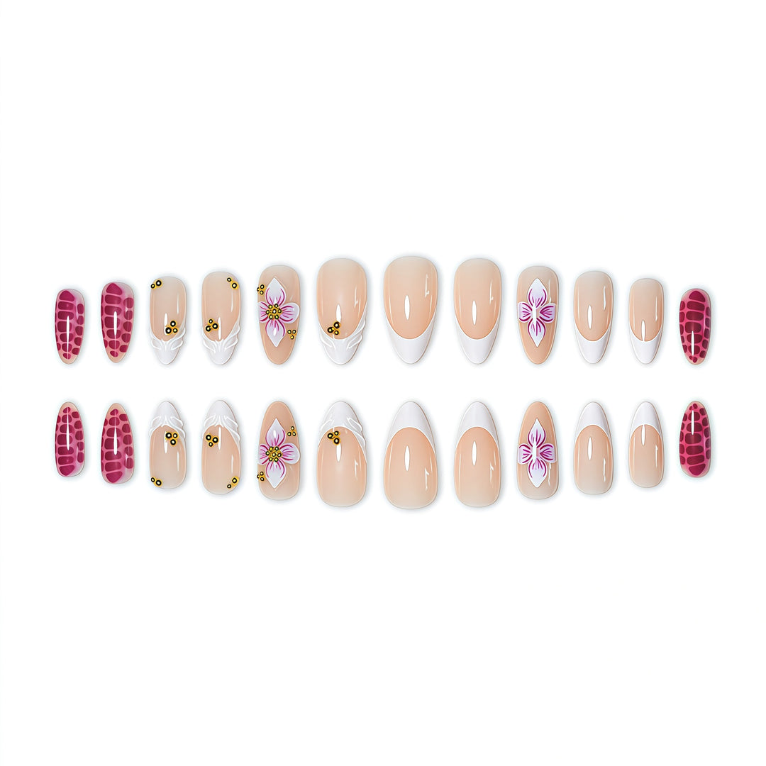 Elegant Floral Nail Art Extensions Bowlift