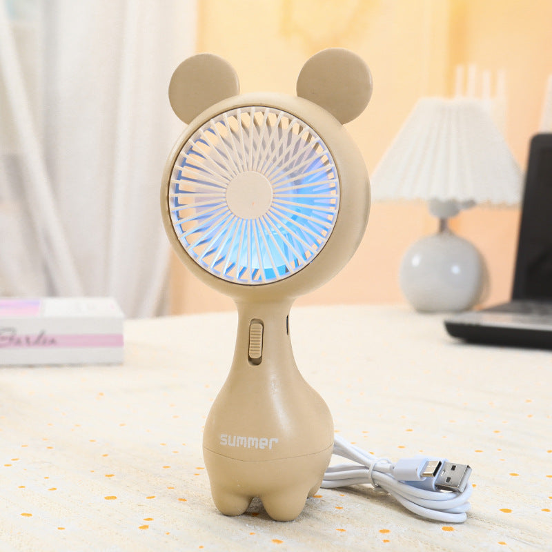 Women's Portable Hand Fan with Cute Ears Bowlift