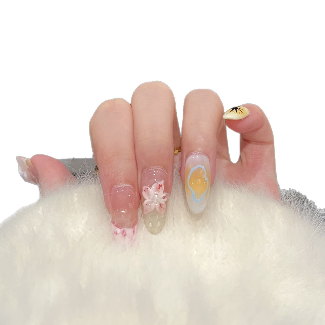Artistic Floral Press-On Nail Art Set Bowlift