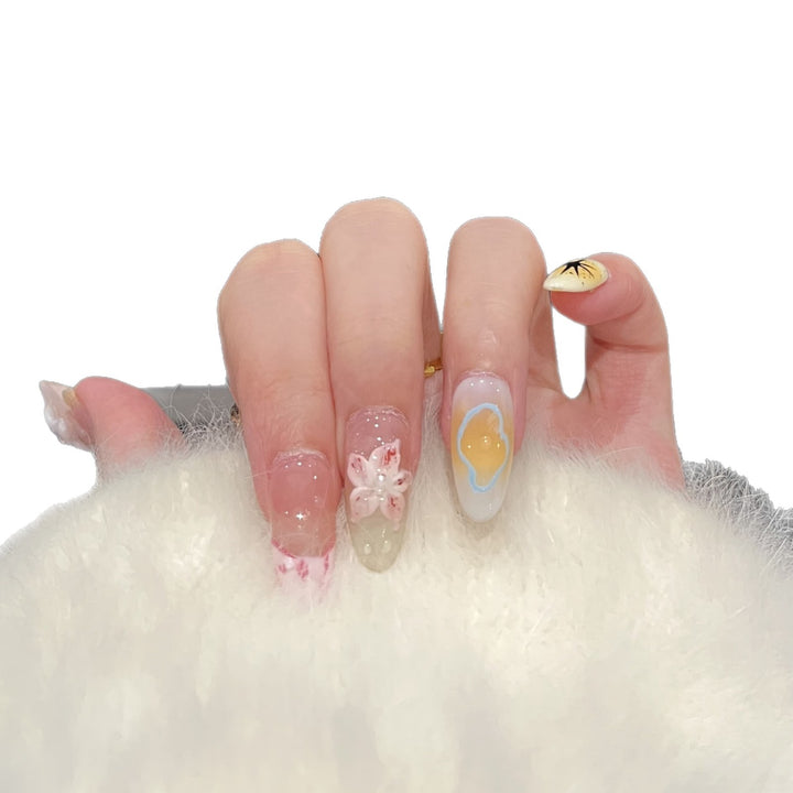 Artistic Floral Press-On Nail Art Set Bowlift