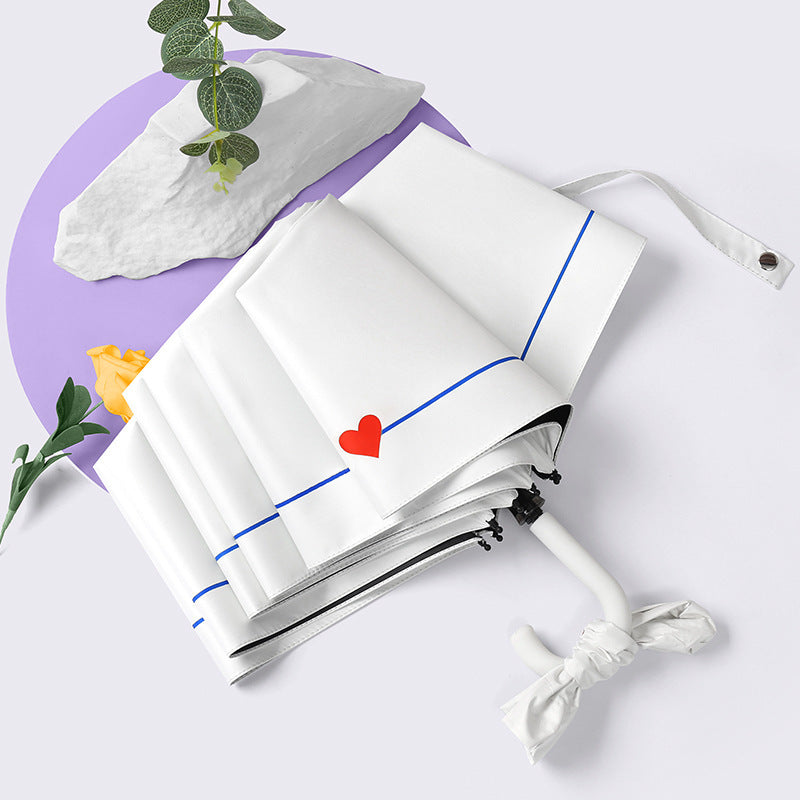 Women's Foldable Umbrella with Elegant Heart Design Bowlift