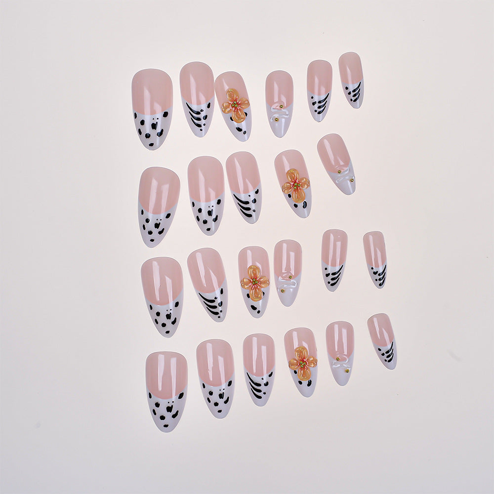Artistic Flower-Embellished Press-On Nails Bowlift