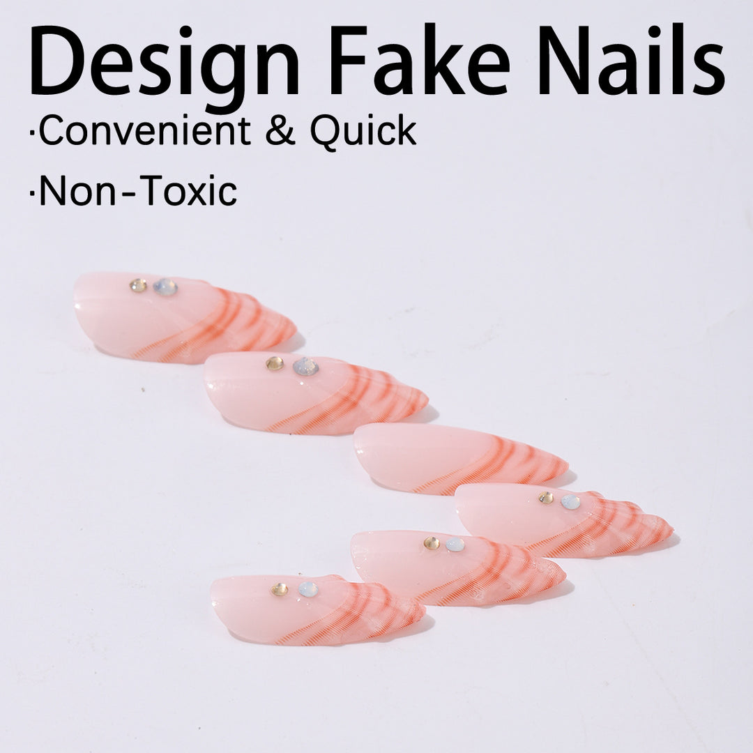 Acrylic nail set with curved tip style and glitter accents Bowlift