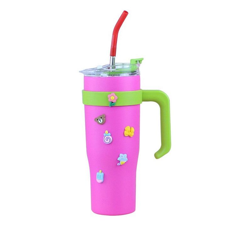 Women's insulated cup with straw and ergonomic handle Bowlift