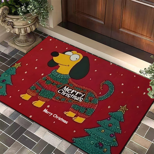 Festive Dog-Themed Entryway Mat Bowlift