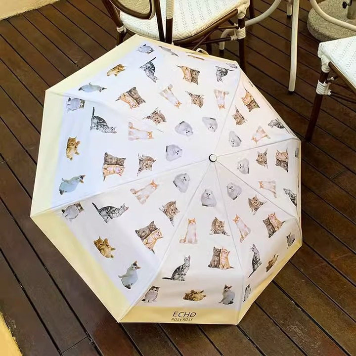 Ladies folding umbrella with playful animal design Bowlift
