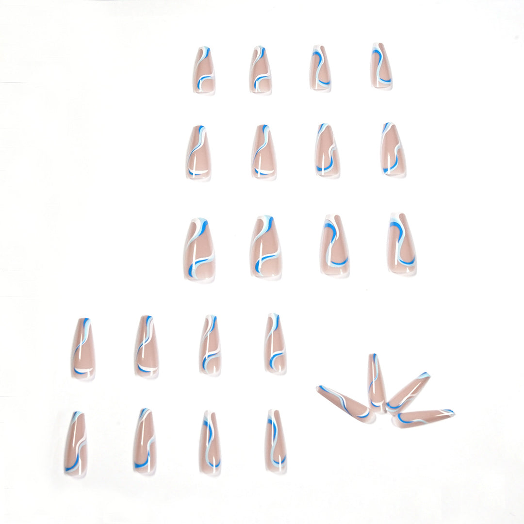 Creative Nail Extensions with Wave Pattern Bowlift