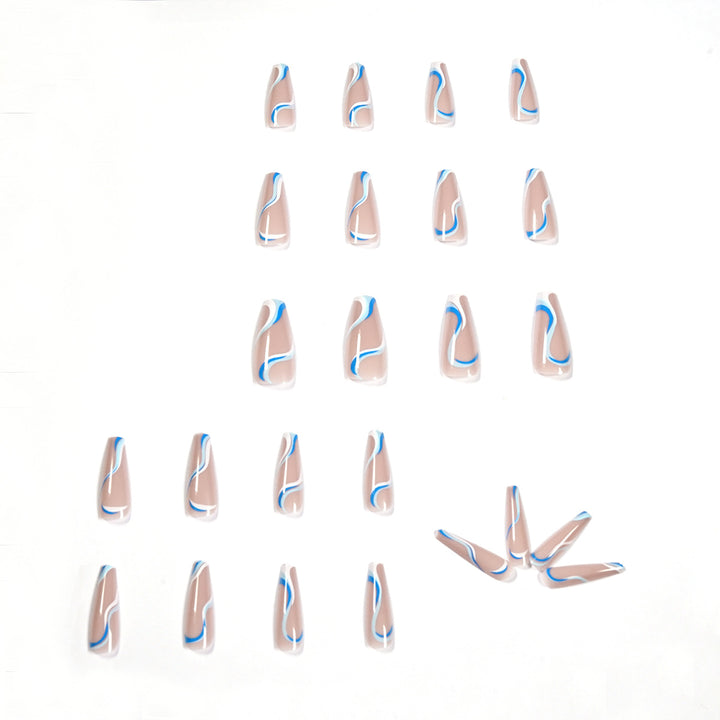 Creative Nail Extensions with Wave Pattern Bowlift