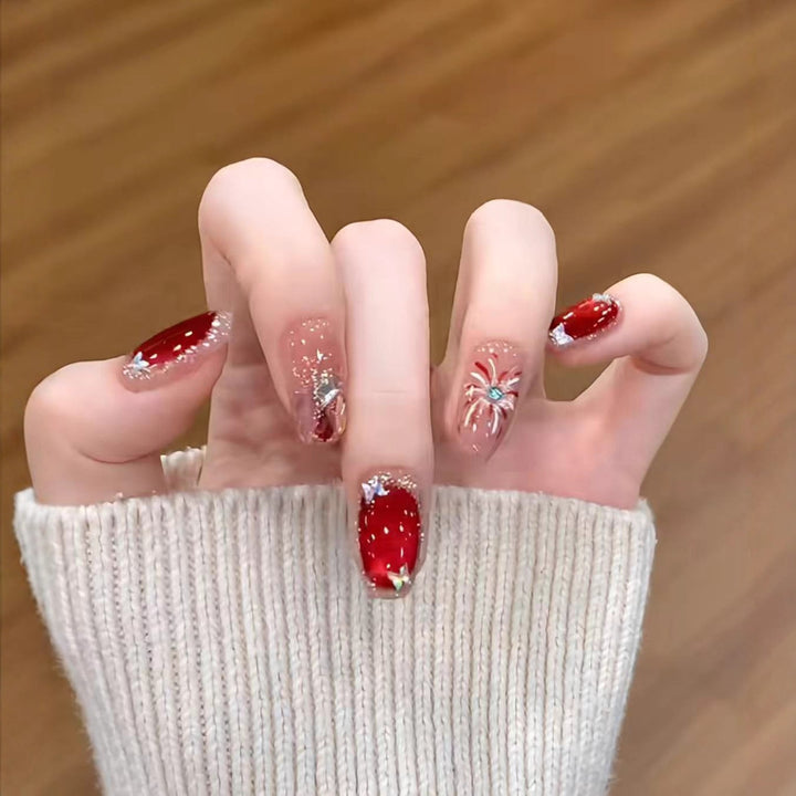 Decorative Holiday-Themed Press-On Nail Art Bowlift