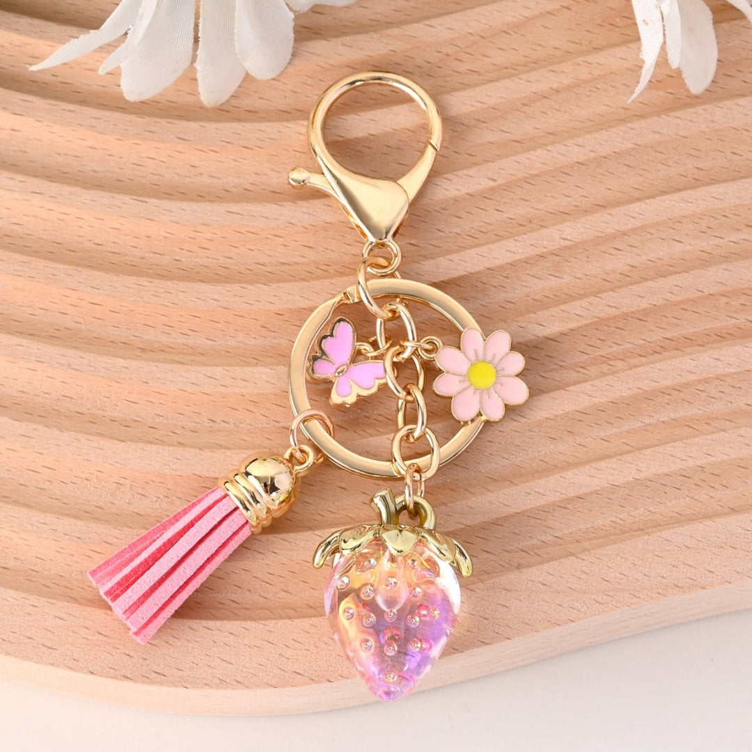 Keychain with Fruity Strawberry Design Bowlift