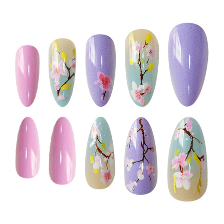 Artistic Floral Press-On Nail Enhancements Bowlift
