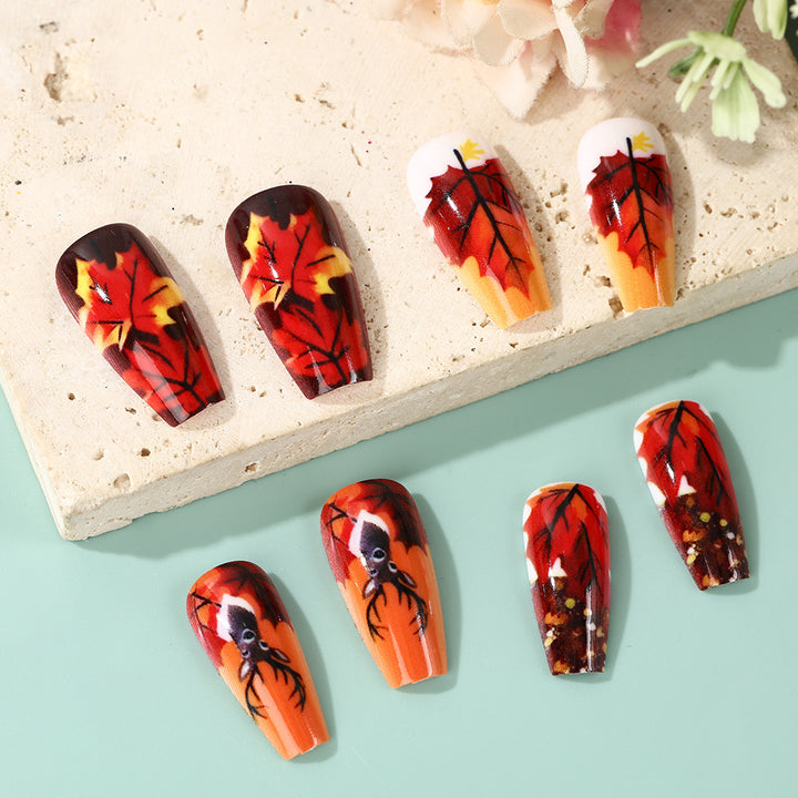 Artificial nails in autumn leaf design Bowlift