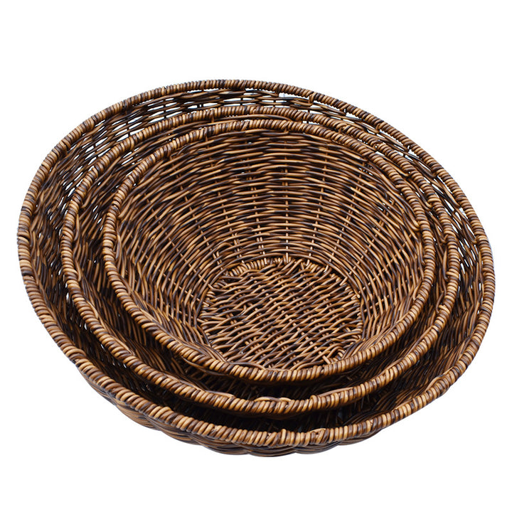 Artisan Woven Round Storage Basket Bowlift