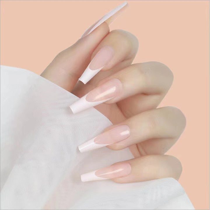 Acrylic Nail Set with Elegant Tips and Stylish French Design Bowlift