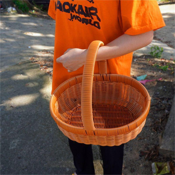 Handwoven Round Wicker Storage Basket Bowlift