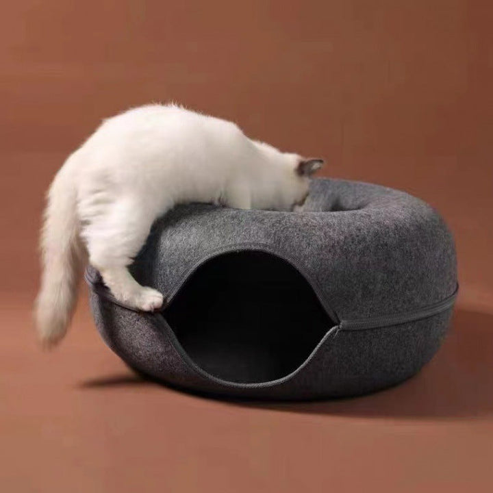 2-in-1 Donut Cat Bed Bowlift