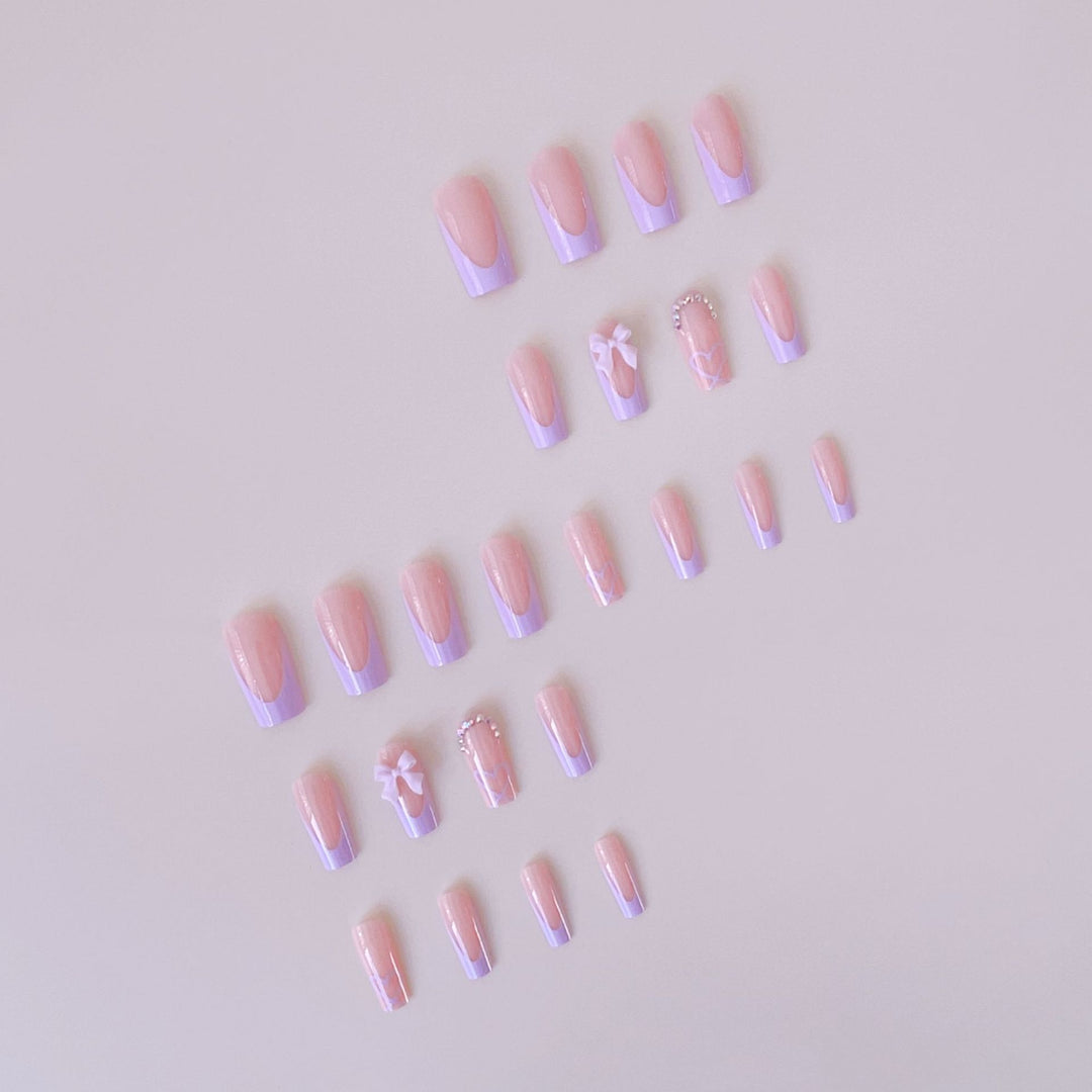 Artificial nail set with elegant 3D bows and glitter details Bowlift