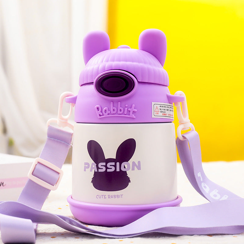 Women's Insulated Water Bottle with Cute Bunny Design Bowlift