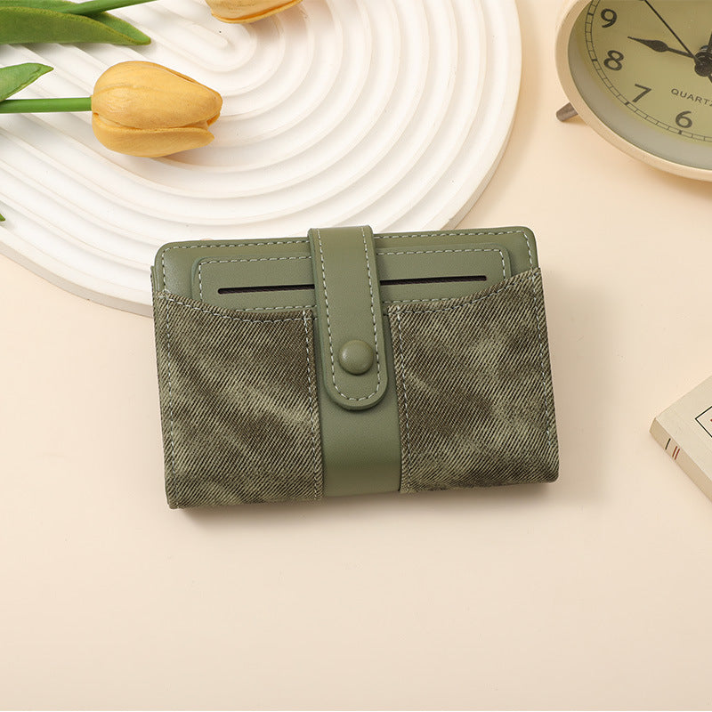 Textured Multi-Pocket Snap Closure Wallet Bowlift