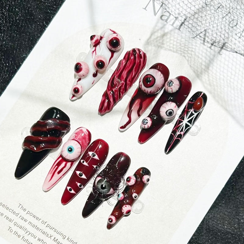 Creative Pastel Nail Set with Creepy Designs Bowlift