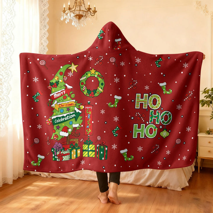 Festive Holiday-Themed Hooded Blanket