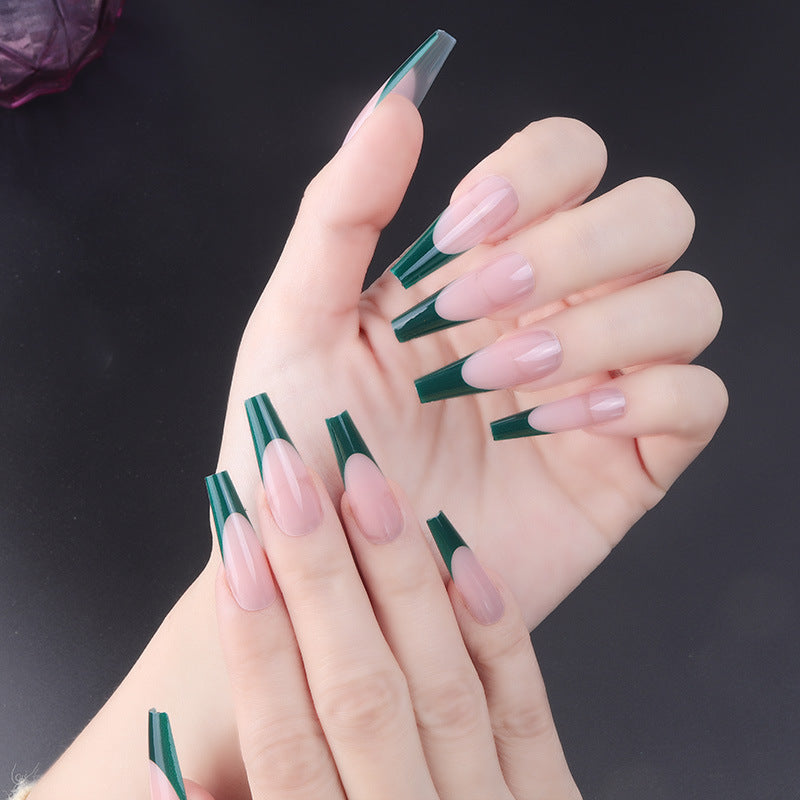 Elegant Stiletto Press-On Nail Set with Two-Tone Design Bowlift
