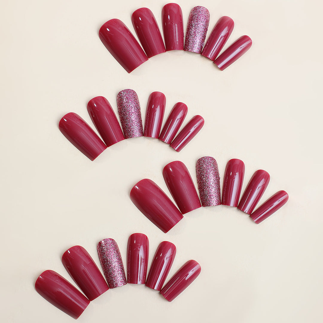 Decorative Press-On Nail Set with Glittered and Classic Designs Bowlift
