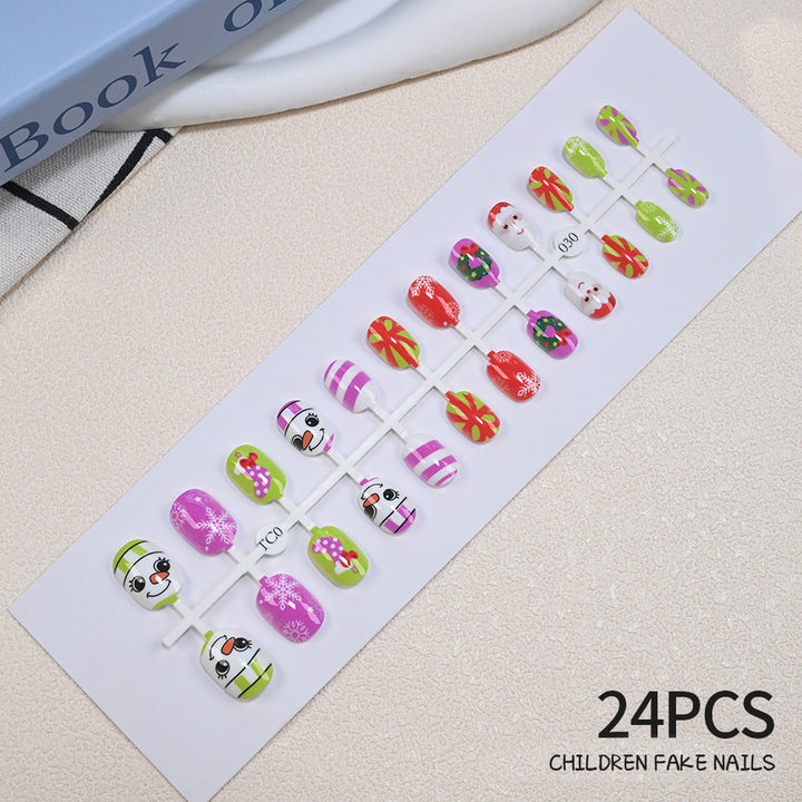 Children's Fun Holiday-Themed Fake Nail Set Bowlift