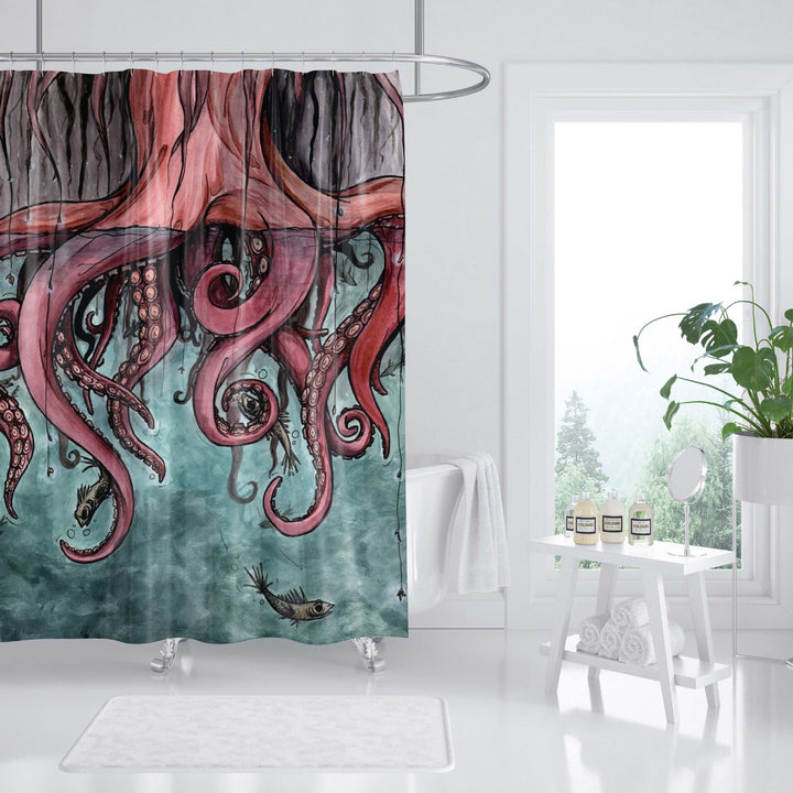 Ocean-Themed Art Shower Curtain Bowlift