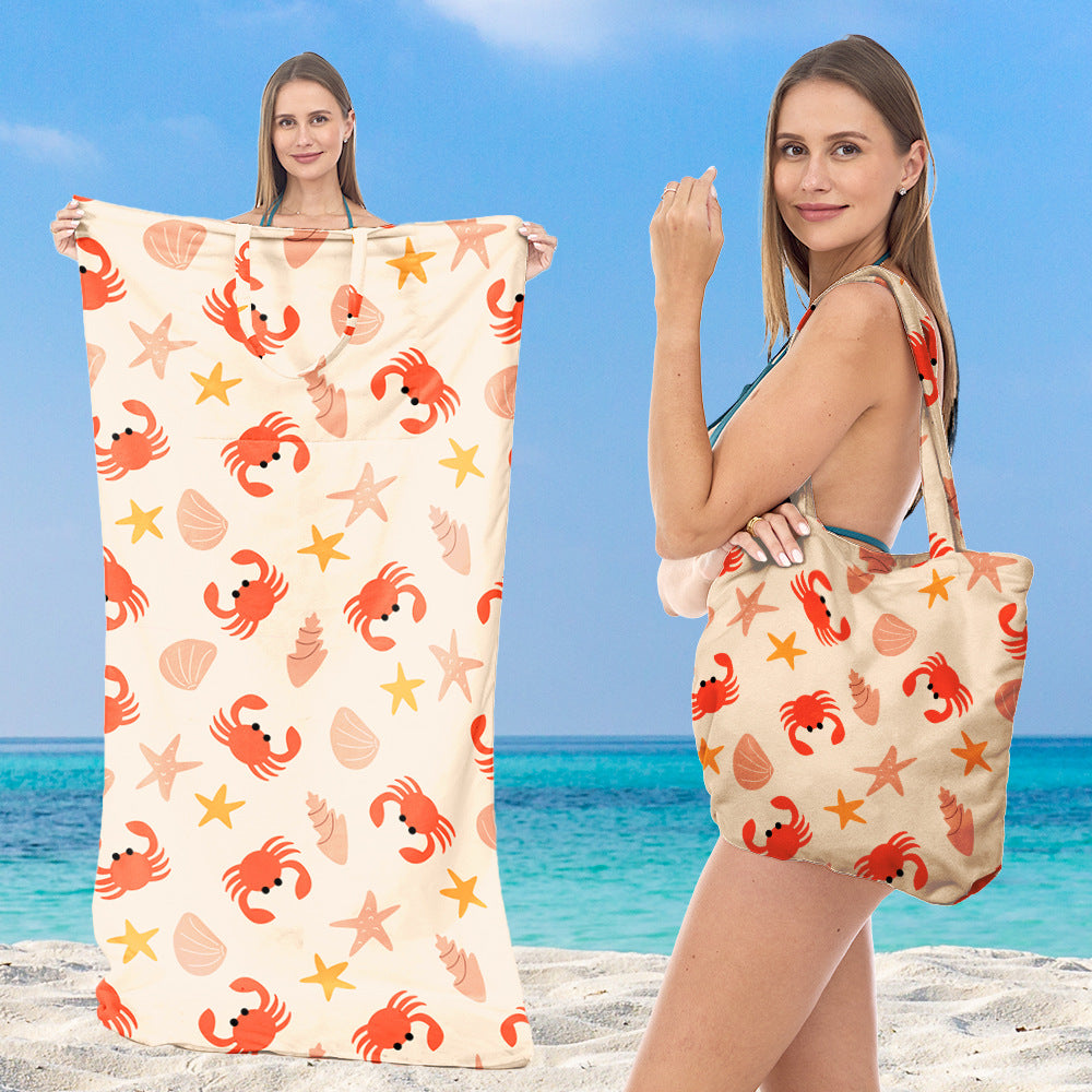 Beach towel with integrated carrying bag Bowlift