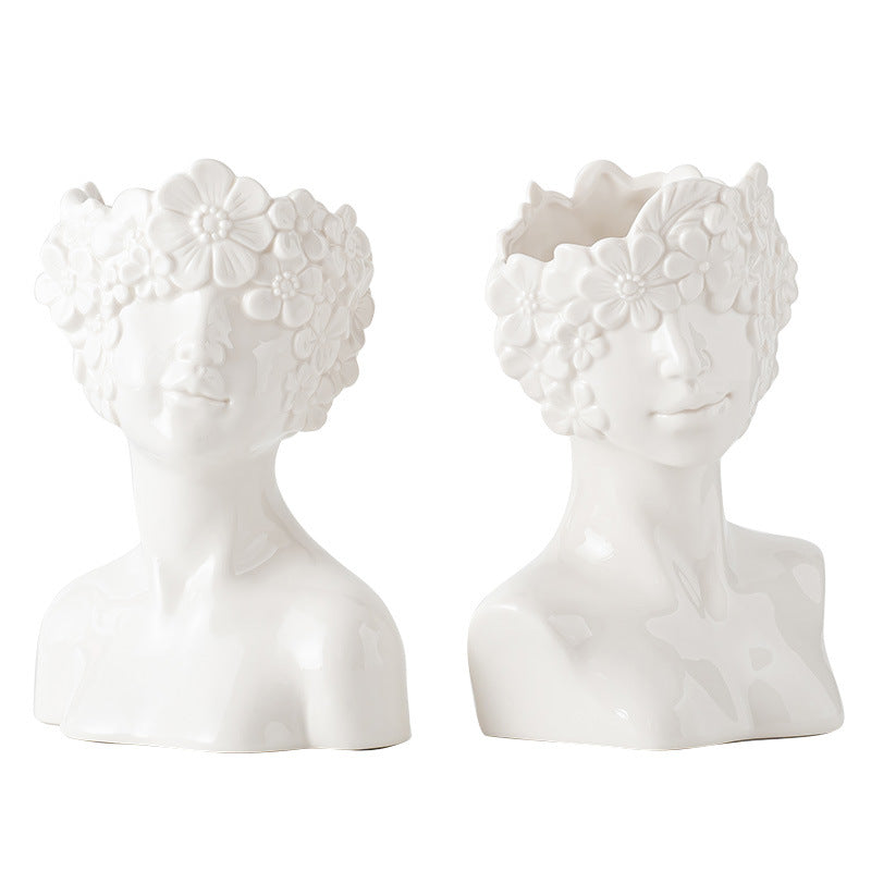 Decorative Flowers Face Pot