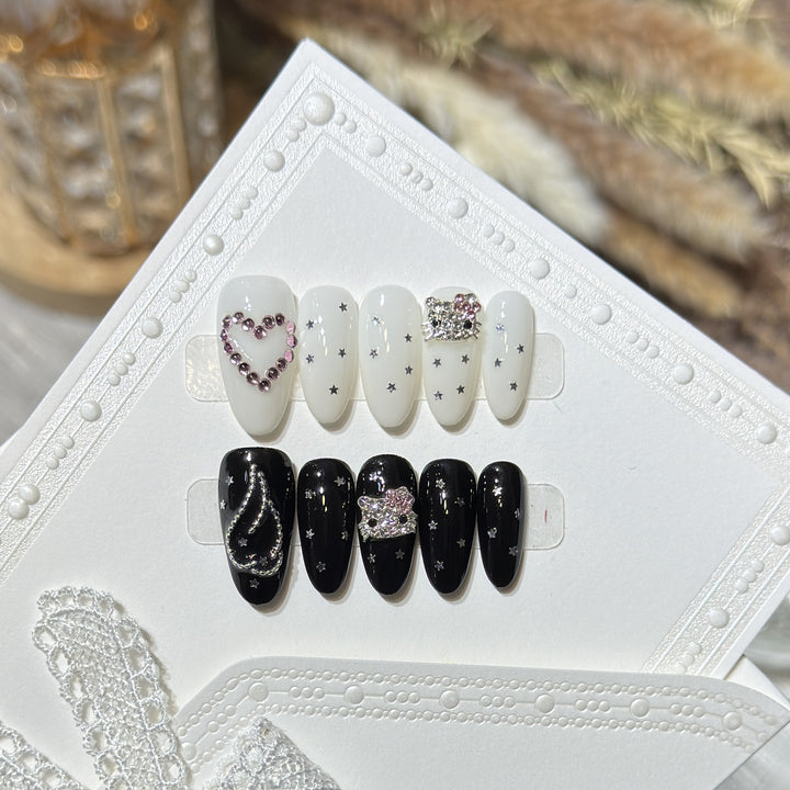 Elegant Starry Night Art Press-On Nail Set Bowlift