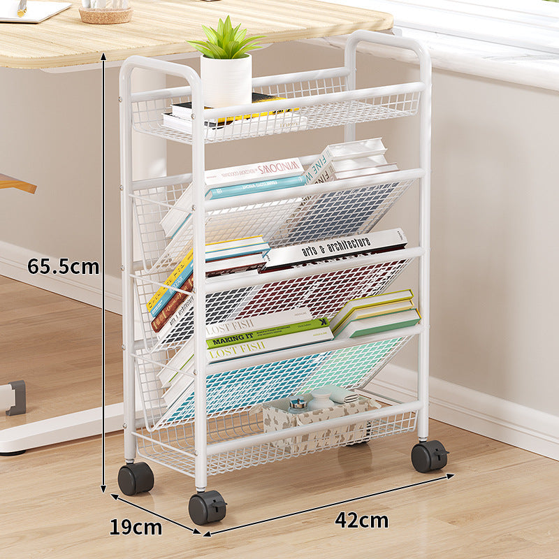 Rolling Metal Book Storage Rack Bowlift