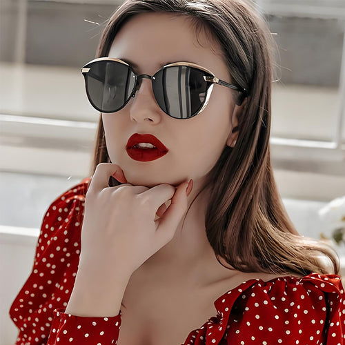 Women's designer sunglasses with elegant faceted design and high-quality UV protection Bowlift